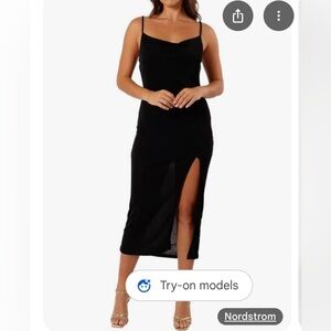 Petal and Pup Black Cowl Midi Dress